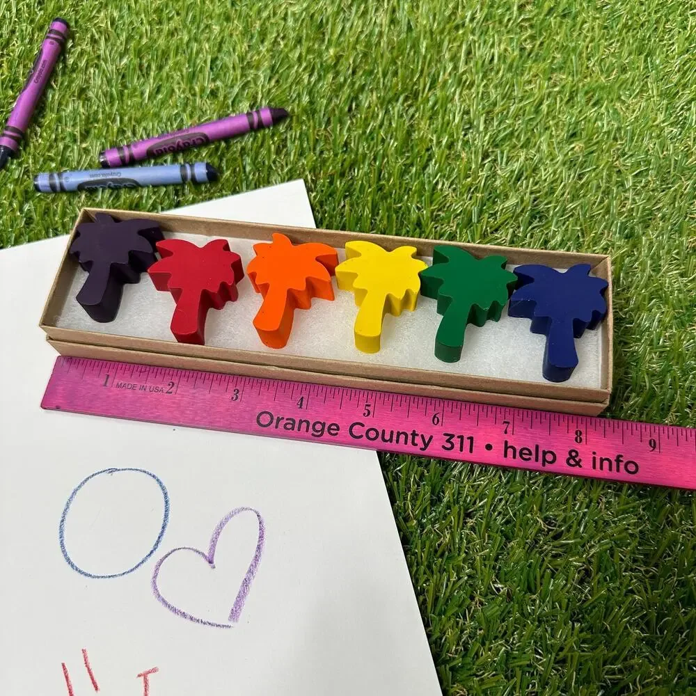 2/$30 Palm Tree Crayons (6), Kids Boys Girls, Tropical Hawaiian Beach B-day Gift